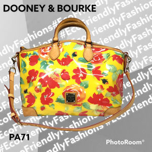 Dooney & Bourke Women's Vinal Rose Garden Floral Satchel Yellow w/ Red Roses
